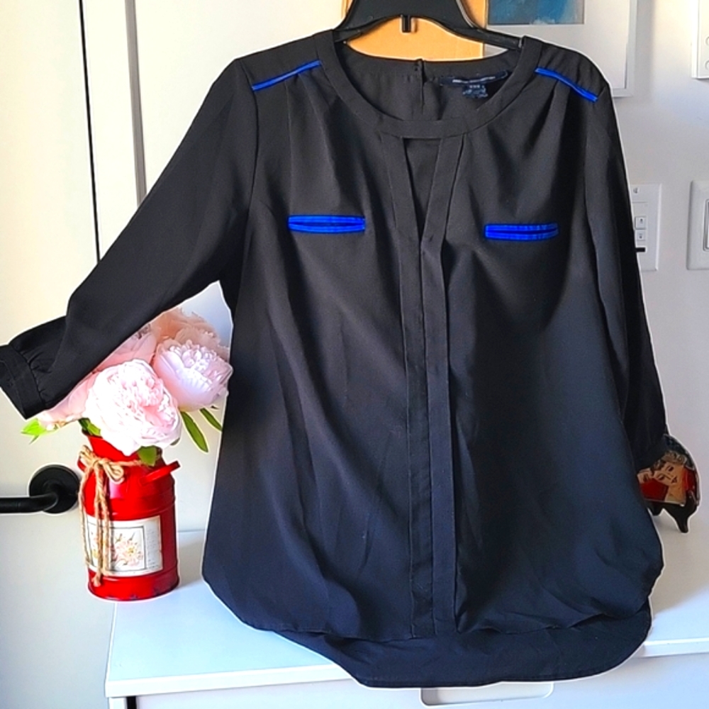 French Connection Quarter Sleeve Blouse Black Size 10